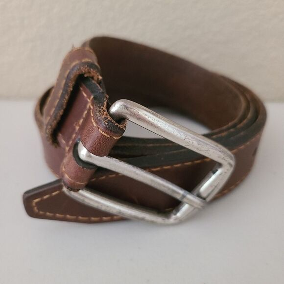 remo tulliani brown leather belt mens 1-1/4" wide waist size 33 - Picture 3 of 7
